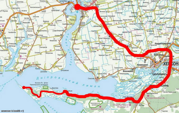 Карта проезда на Кинбурнскую косу