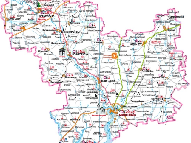 Туристическая карта Николаевской области